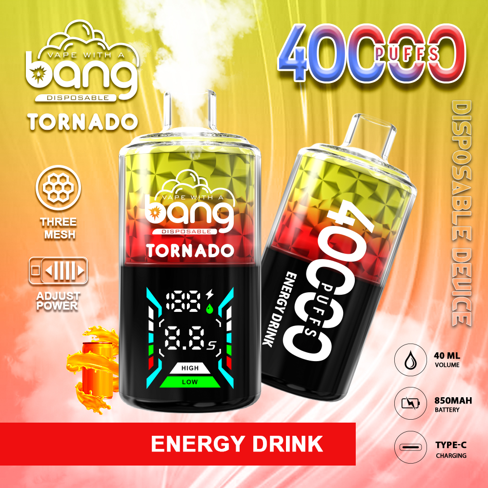 Bang Tornado 40000 Puffs Disposable Vape DTL Vaper Shisha Big Cloud E cigarette