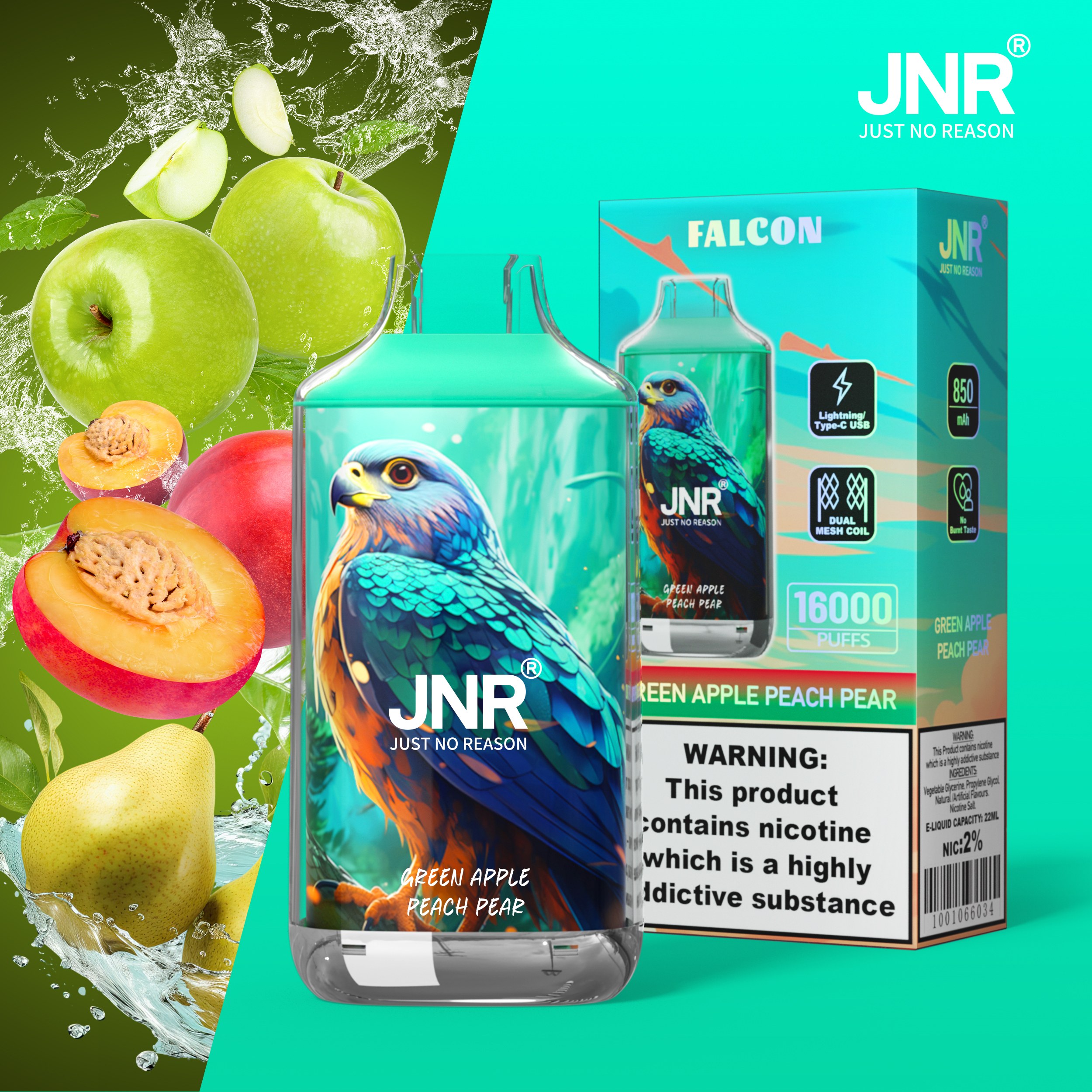 Wholesale JNR Falcon 16000 – 16K Puff Disposable Vape, EU Stock Available