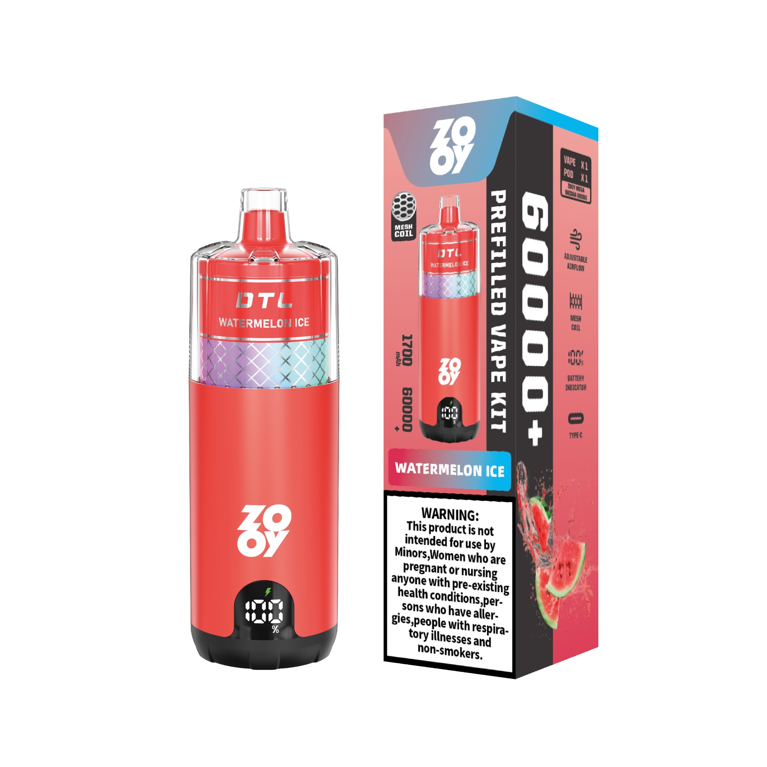 ZOOY Mega 60,000 Puffs Pod Kit DTL Vape – Big Smoke Disposable Vape Smart Display Wholesale Fast Shipping