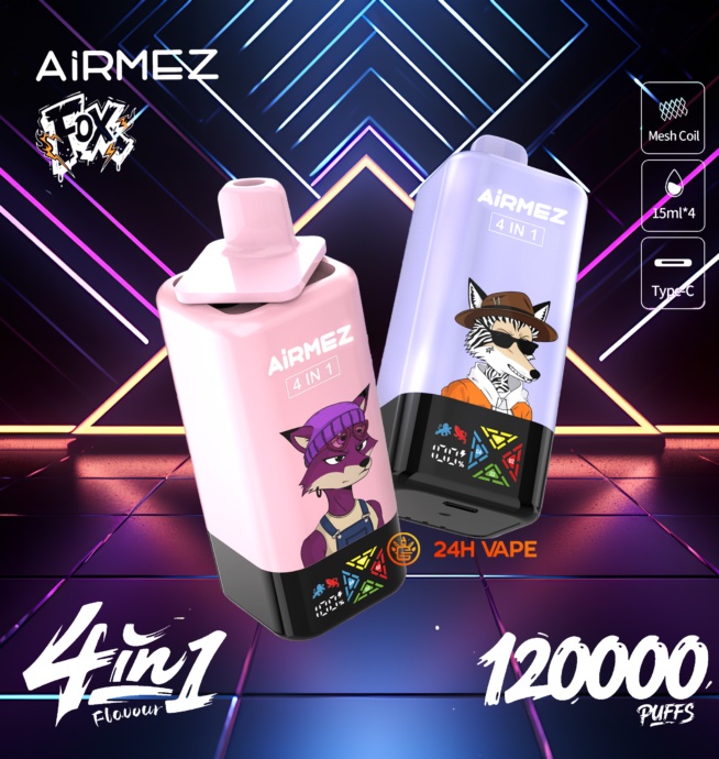 Airmez FOX 4-IN-1 120K – 120,000 Puffs, 60ml Capacity, 850mAh Rechargeable
