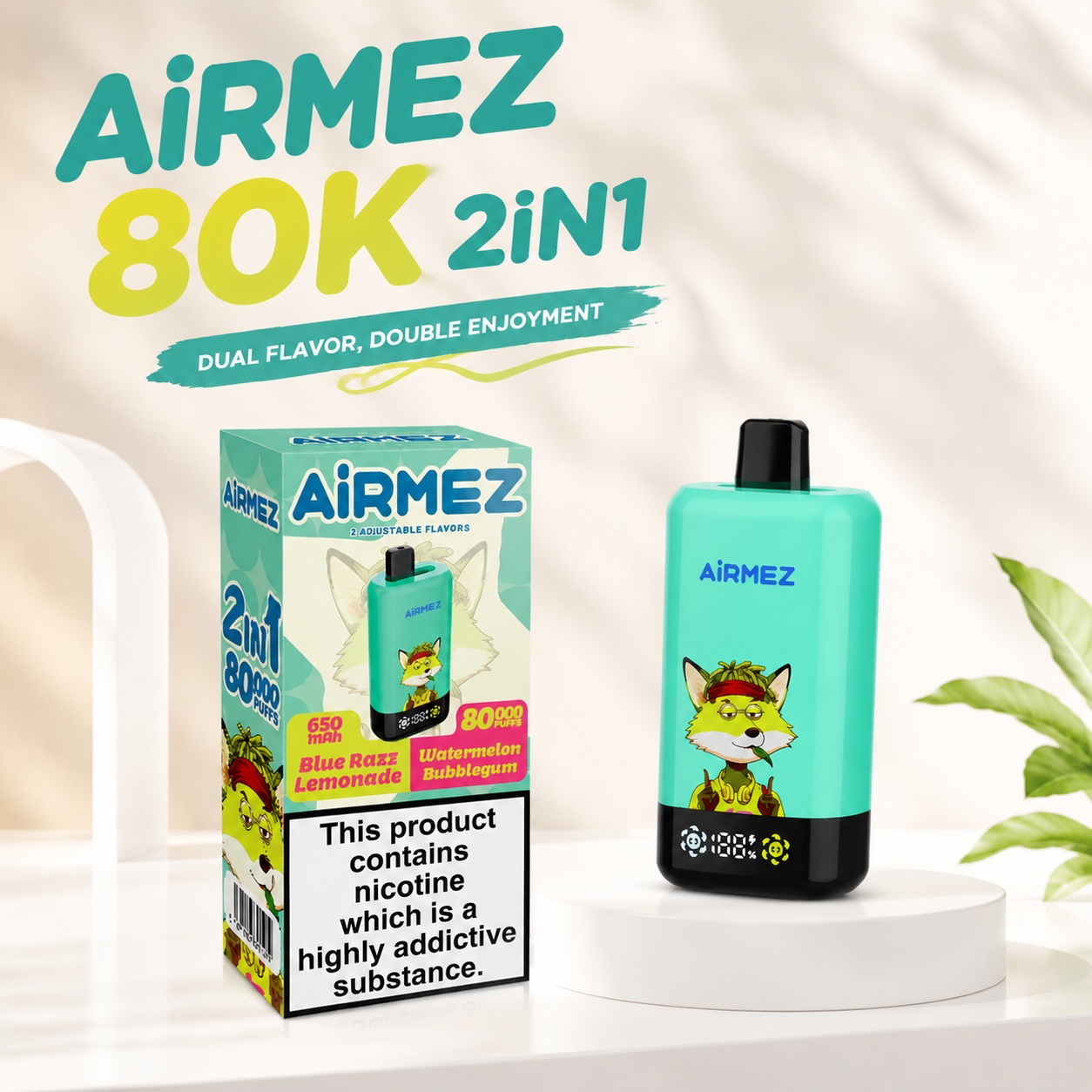 Airmez Fox 80K Puffs Vape 2 IN 1 | Dual Flavor Disposable Vape Wholesale with Poland Warehouse & Cheap Price