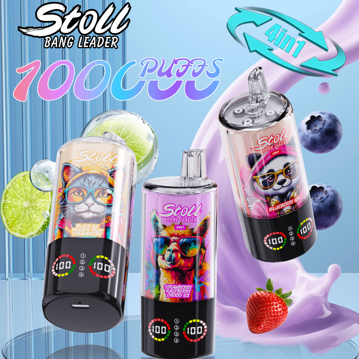 Bang Leader Stoll 100K Puffs Vape 4 IN 1 | Big Puff Rechargeable Disposable Vape with Quad Mesh Coil & Factory Direct Wholesale