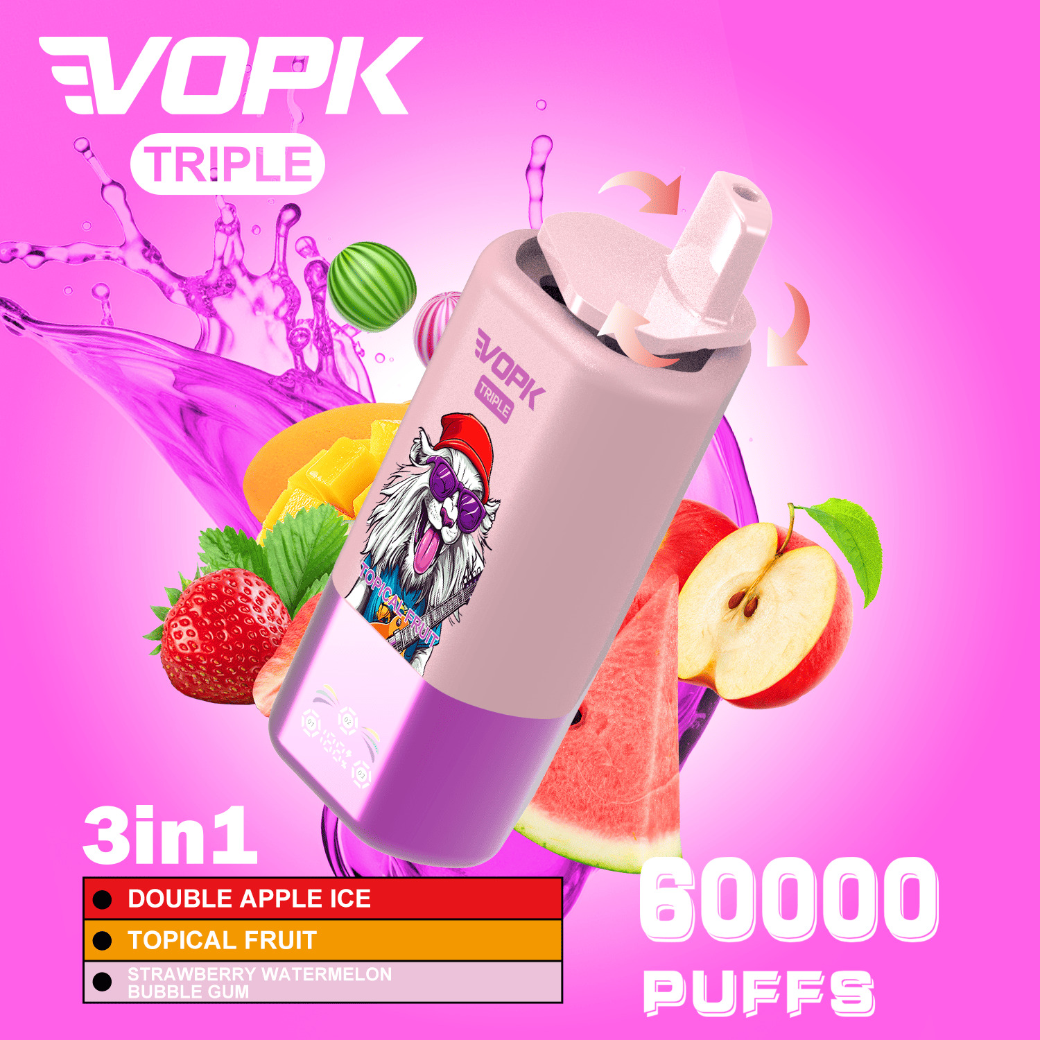 VOPK Triple 60K Disposable Vape | Hot Selling Big Puff Vape with Multiple Flavors | EU Warehouse Stock & Fast 3-7 Days Shipping